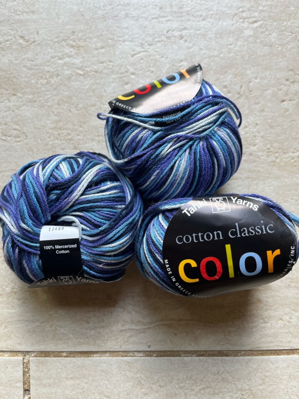 Tahki Yarns Cotton Classic Color Yarn Lot of 3 skeins 324 yd blue purple